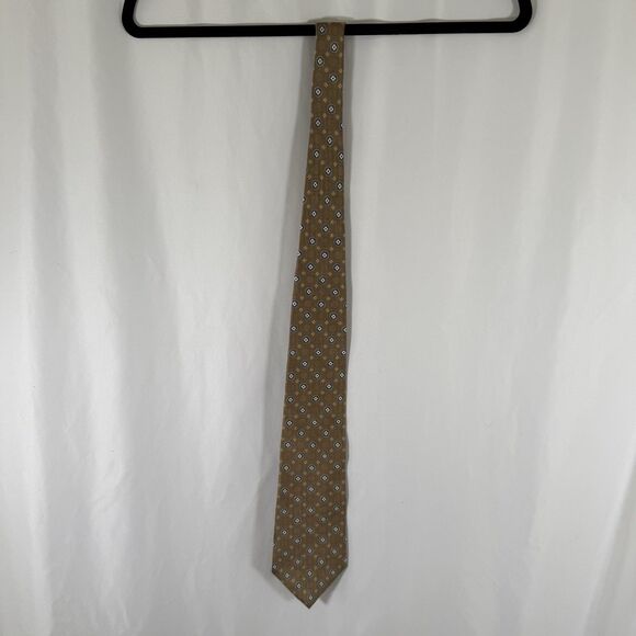 Chaps Ralph Lauren Tie Men's 57" Gold 100% Silk 4" Wide Office Work - Picture 5 of 6